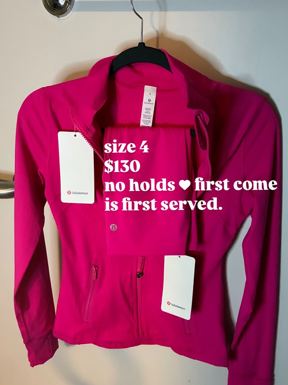 Lululemon athletica Women’s Hot Pink Full-Zip Jacket & Short set.